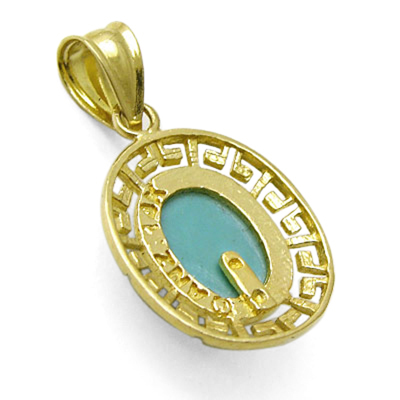 14k Solid Gold Turquoise Charm