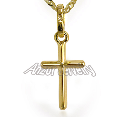 14k Yellow Gold Cross Pendant with Chain