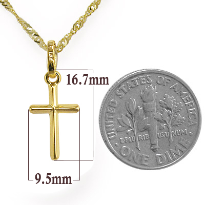 14k Yellow Gold Cross Pendant with Chain