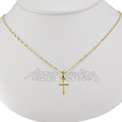 14k Yellow Gold Cross Pendant with Chain