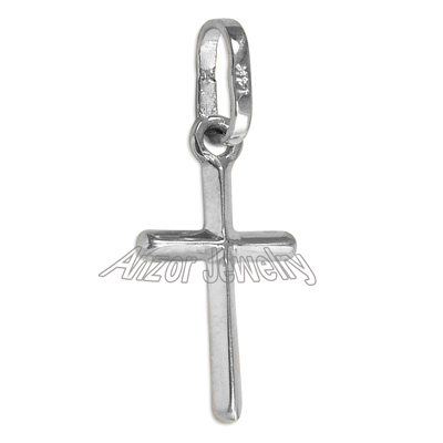 14k White Gold Cross Pendant