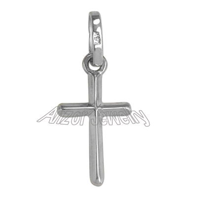 14k White Gold Cross Pendant
