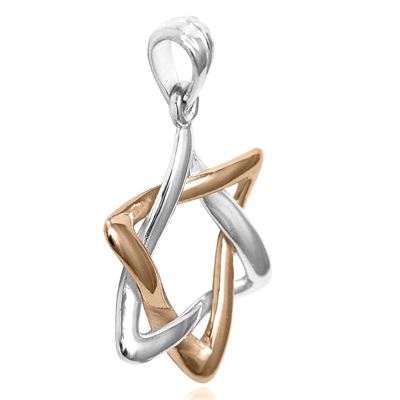 14k Rose and White Gold Star of David Pendant