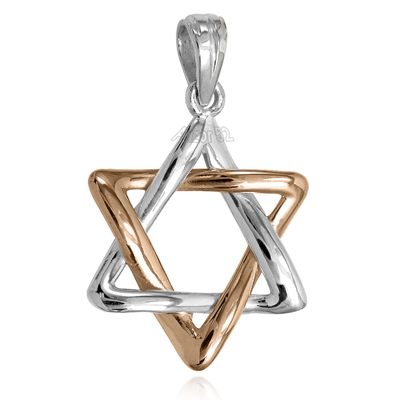 14k Rose and White Gold Star of David Pendant