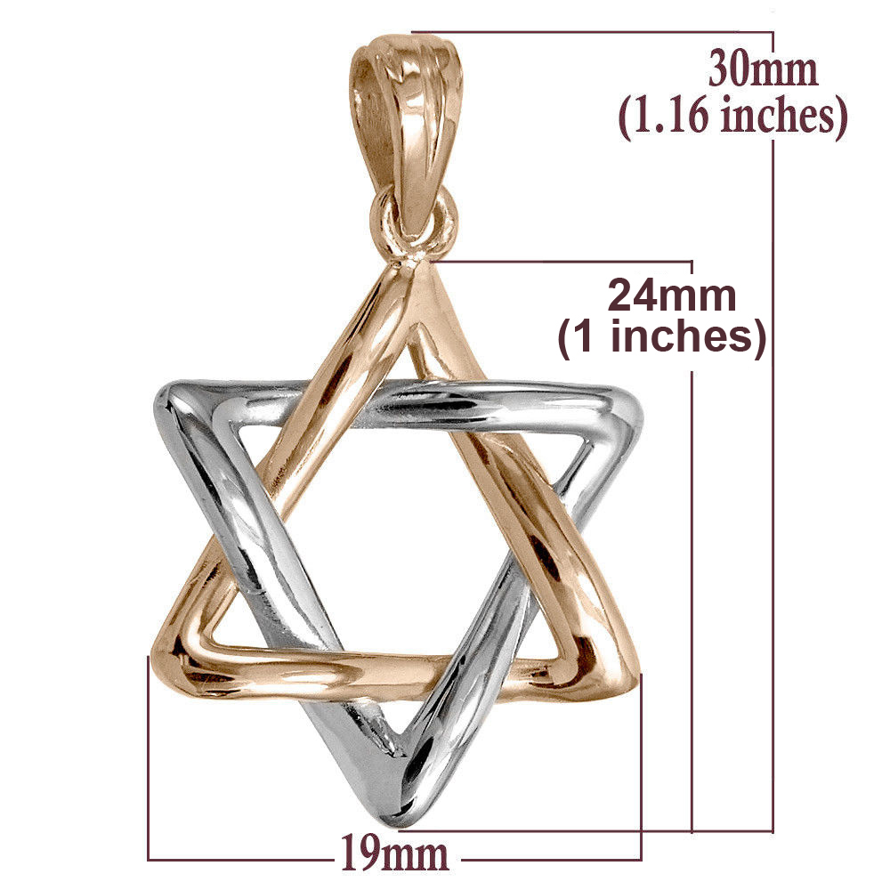 14k Rose and White Gold Star of David Pendant
