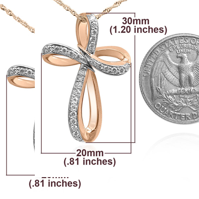 14k Rose Gold Cross Diamond Pendant with Chain