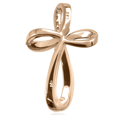 14k Rose Gold Cross Diamond Pendant with Chain