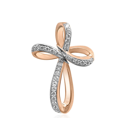 14k Rose Gold Cross Diamond Pendant