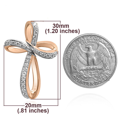 14k Rose Gold Cross Diamond Pendant