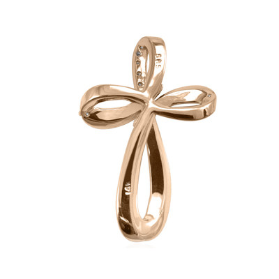 14k Rose Gold Cross Diamond Pendant