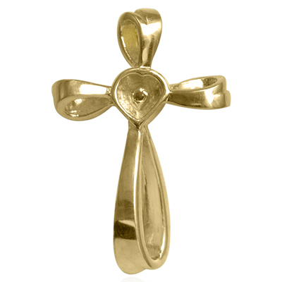 14k Yellow Gold Diamond Cross Pendant