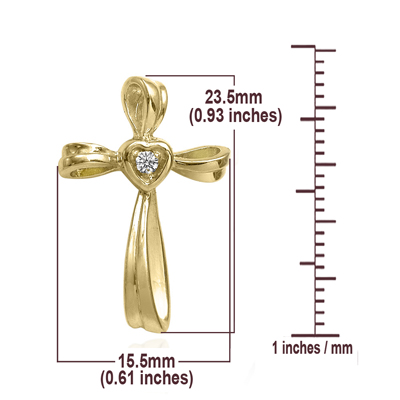 14k Yellow Gold Diamond Cross Pendant