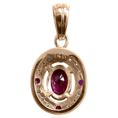 Russian Style Diamond Ruby Pendant 585