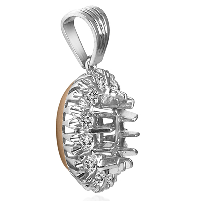 Russian style Diamond Pendant Semi Mount  14k