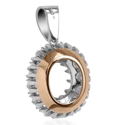 Russian style Diamond Pendant Semi Mount  14k