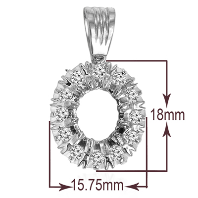Russian style Diamond Pendant Semi Mount  14k
