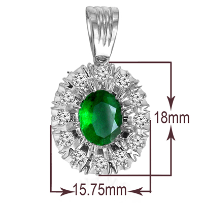 Russian style Emerald Diamond Pendant in 14k