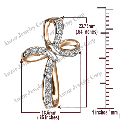 14k Solid Gold Cross Diamond Pendant