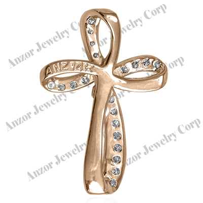 14k Solid Gold Cross Diamond Pendant