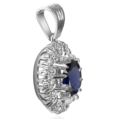 Sapphire Diamond Pendant in 14k Gold