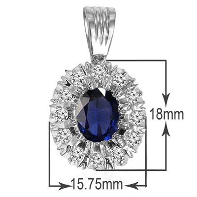 Sapphire Diamond Pendant in 14k Gold