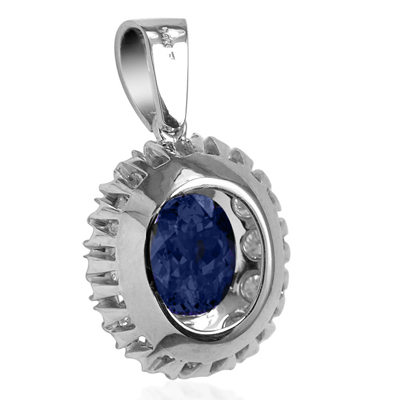 Sapphire Diamond Pendant in 14k Gold