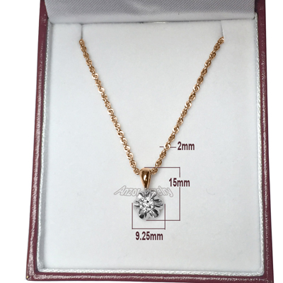 Russian Style Diamond Pendant with 14k Rope Chain