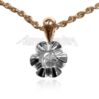Russian Style Diamond Pendant with 14k Rope Chain