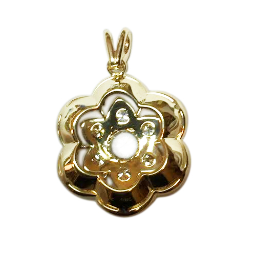 14K Yellow Gold Diamond Russian Style Pendant