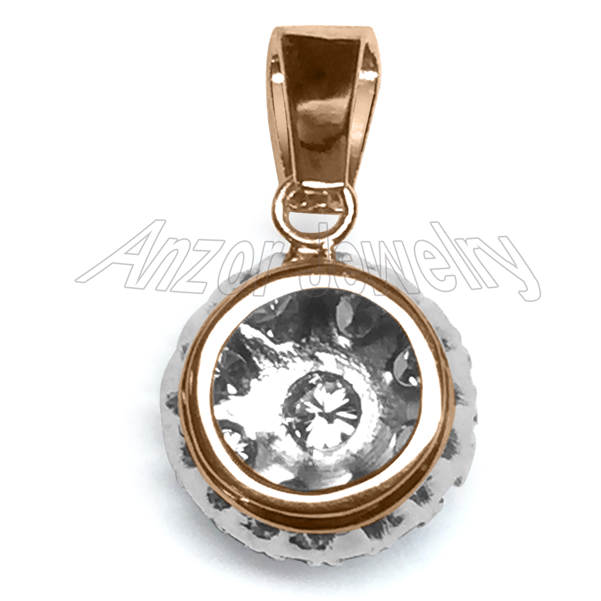 14K Two-Tone Gold Diamond Russian malinka Pendant