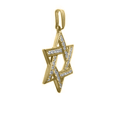 Diamond Star of David Pendant in 14K Yellow Gold,