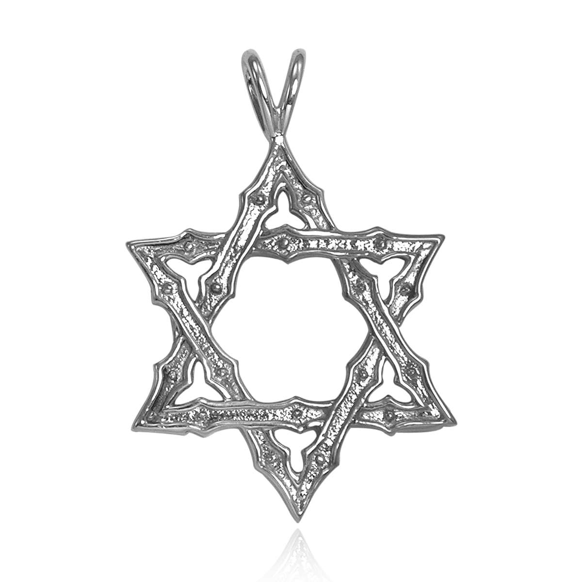 14k White Gold Jewish Star of David Pendant