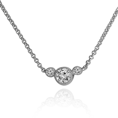 Three Stone Cubic Zirconia Pendant in Silver