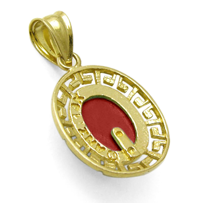 14k Solid Gold Red Carnelian Oval Charm