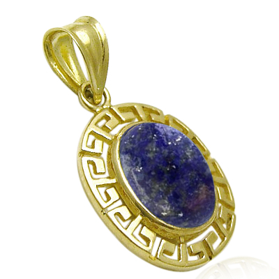 14k Solid Gold Blue Lapis Charm