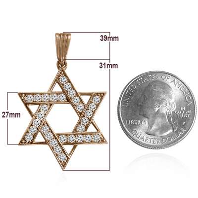 Diamond Star of David Pendant  in 14K Rose Gold