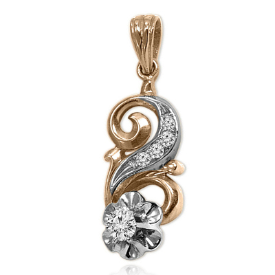 Russian Style Diamond Pendant in 14k 585