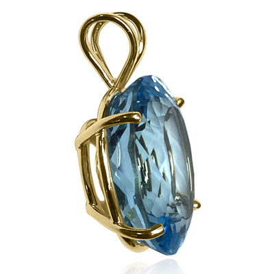 14k Solid Gold Blue Topaz Pendant