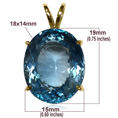 14k Solid Gold Blue Topaz Pendant