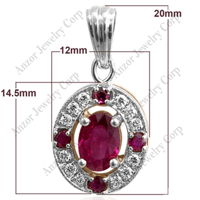 Russian Style Diamond Ruby Pendant 585