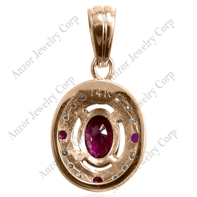 Russian Style Diamond Ruby Pendant 585