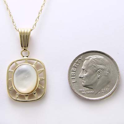 14k Gold Mother of Pearl Pendant