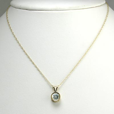 Aquamarine Necklace Pendant 14k Gold