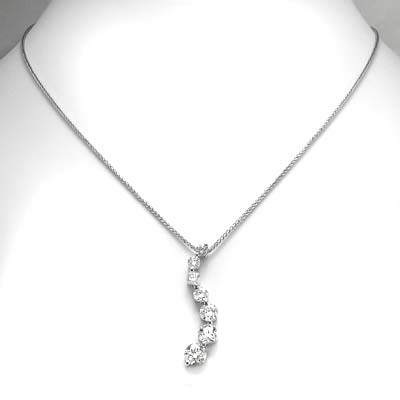 14k White Gold Journey White Sapphire Pendant