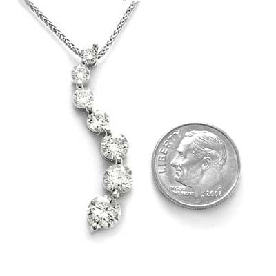 14k White Gold Journey White Sapphire Pendant