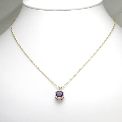 14k Gold Amethyst Pendant  Necklace
