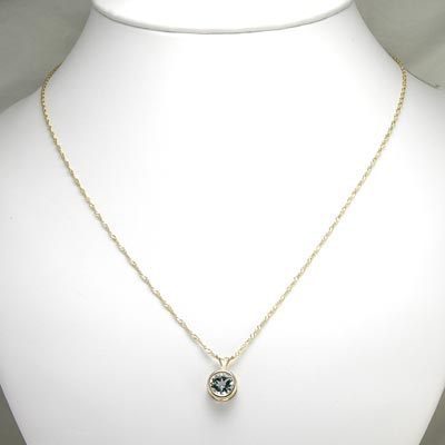 Natural Aquamarine Pendant Necklace 14k Gold