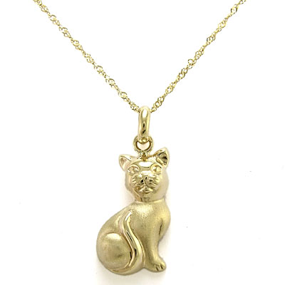 Gorgeous 14k Gold Cat Pendant