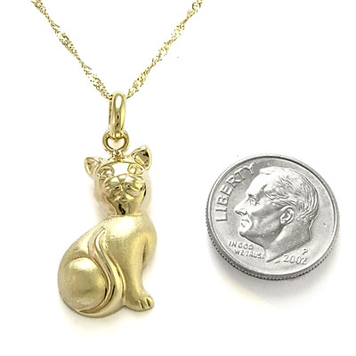 Gorgeous 14k Gold Cat Pendant
