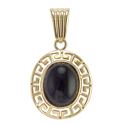 14k Solid gold Genuine Black Onyx Charm